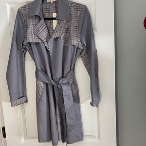 Stylish Blue and Gray Women's Trench Coat New With Tags